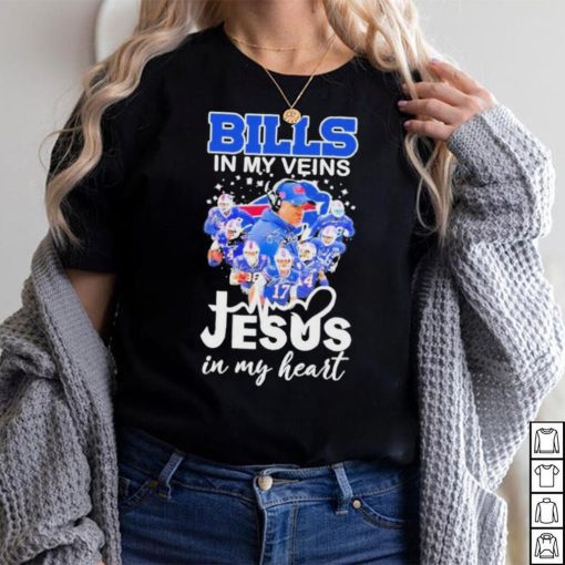 Buffalo Bills In My Veins Jesus In My Heart 2023 Signatures Shirt
