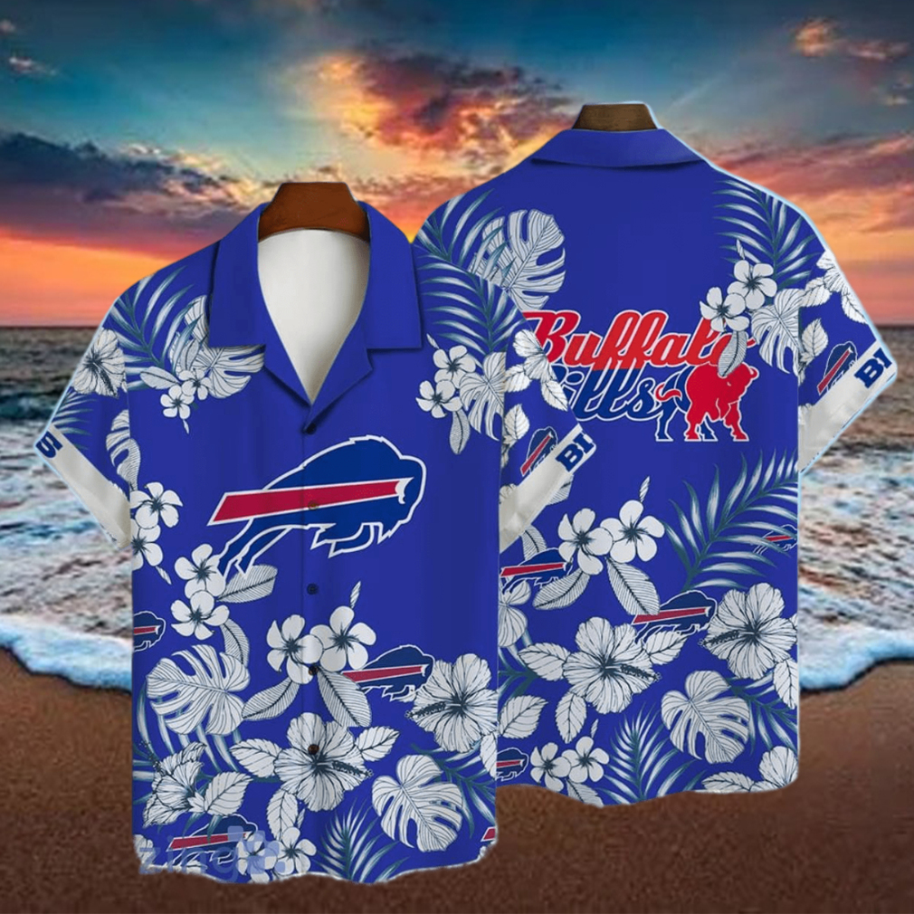 Buffalo Bills Hawaiian Shirt Hibiscus Flower And America Flag - Limotees