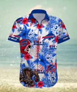 Buffalo Bills NFL Custom Name Mascot Helmet Tropical Flowers Aloha Hawaiian Shirt For Men And Women