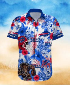 Buffalo Bills NFL Custom Name Mascot Helmet Tropical Flowers Aloha Hawaiian Shirt For Men And Women