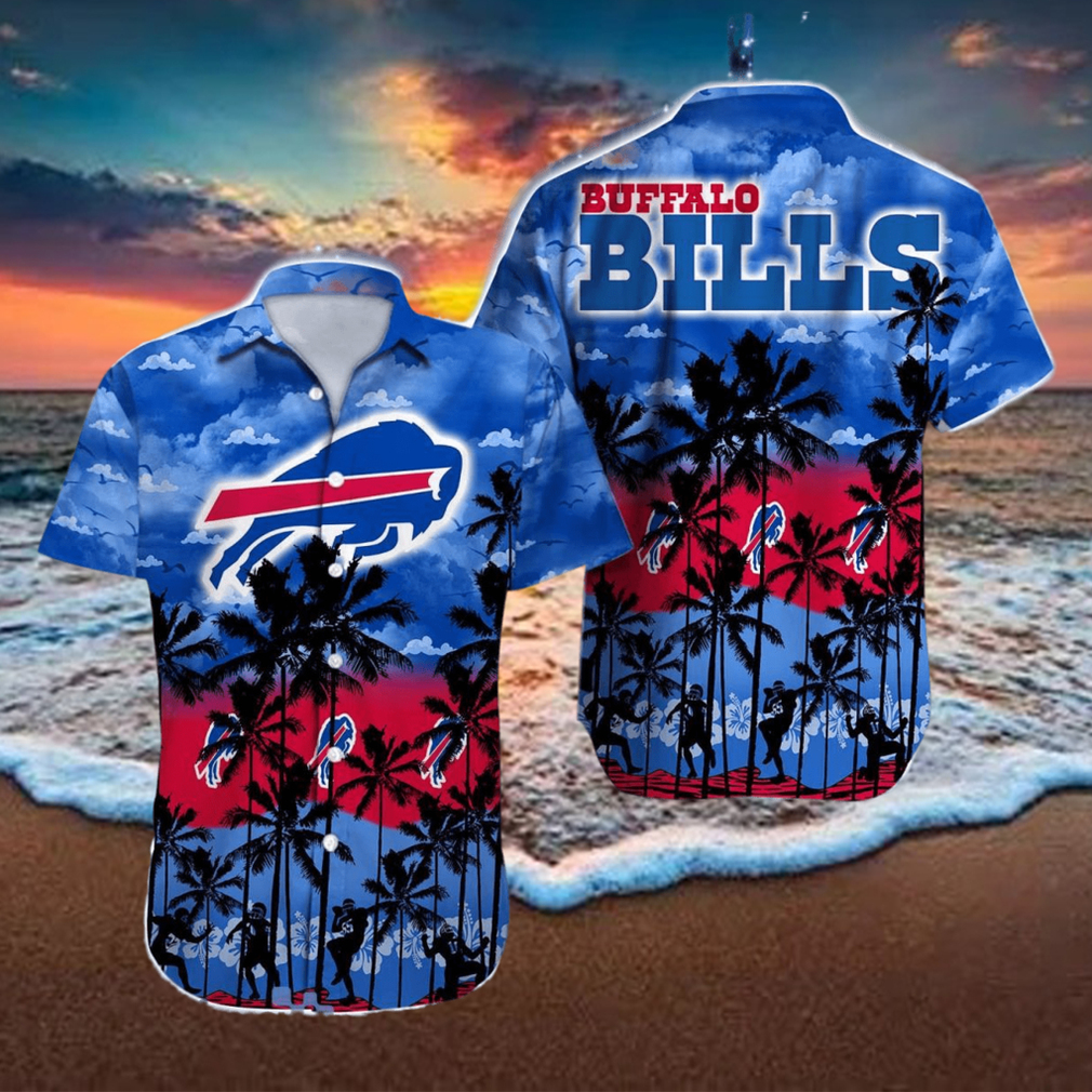 Black Cat Tropical Flowers Buffalo Bills Hawaiian Shirt - Limotees