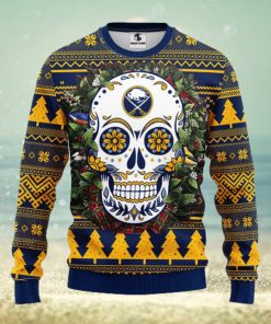 Buffalo Sabres Skull Flower Ugly Christmas Ugly Sweater