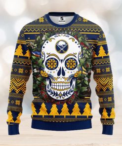 Buffalo Sabres Skull Flower Ugly Christmas Ugly Sweater