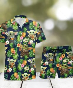 Buffalo Trace Beer Baby Yoda Tropical Flowery Hawaiian Shirt