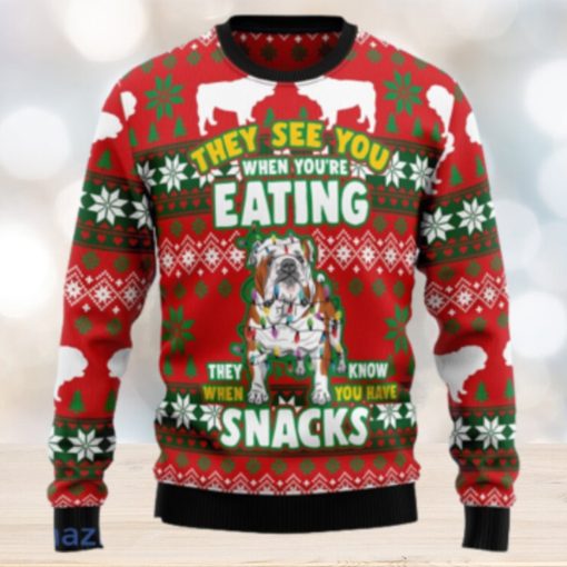 Bulldog Snacks Christmas Unisex Ugly Christmas Sweater 3D