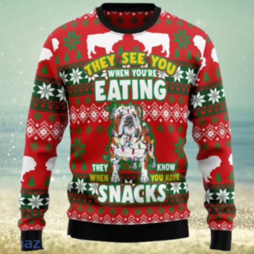 Bulldog Snacks Christmas Unisex Ugly Christmas Sweater 3D