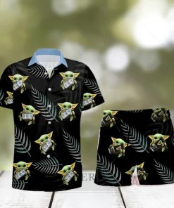 Busch Latte Beer Baby Yoda Hug Hawaiian Shirt And Shorts Gift Hawaiian Tropical Beach