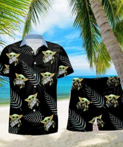 Busch Latte Beer Baby Yoda Hug Hawaiian Shirt And Shorts Gift Hawaiian Tropical Beach