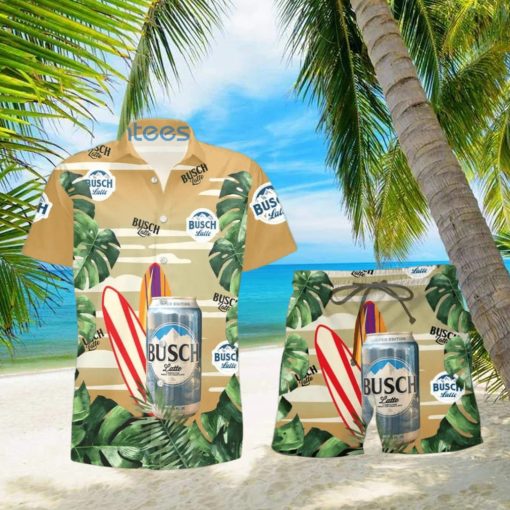 Busch Latte Beer Surfboard Lover Tropical Leaf Hawaiian Shirt