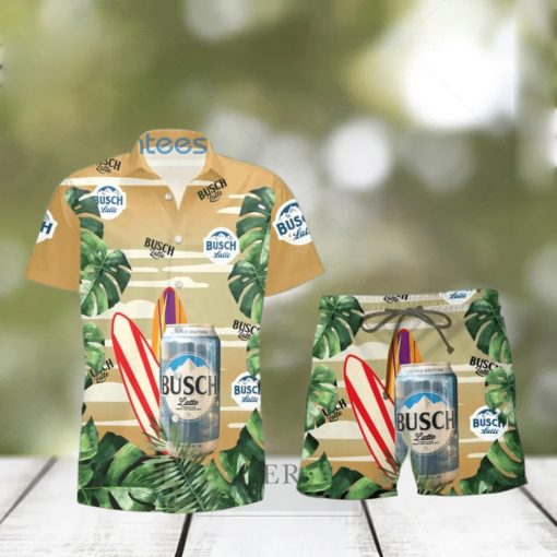 Busch Latte Beer Surfboard Lover Tropical Leaf Hawaiian Shirt