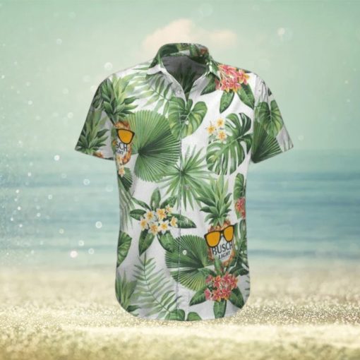 Busch Light Hawaiian Shirt Green Tropical Leaves And Beer  Aloha Shirt