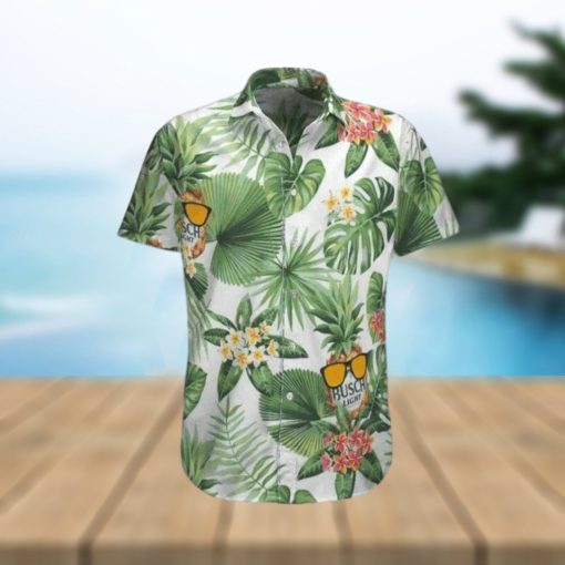 Busch Light Hawaiian Shirt Green Tropical Leaves And Beer  Aloha Shirt