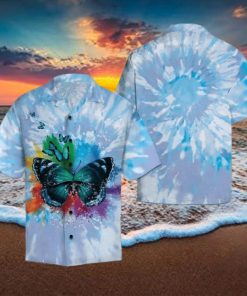 Butterfly Blue Tie Dye Hawaiian Shirt