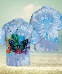 Butterfly Blue Tie Dye Hawaiian Shirt