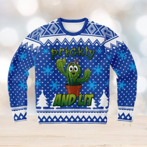 Cactus Prickly and Lit Ugly Christmas Sweater 3D Gift For Men And Women