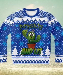 Cactus Prickly and Lit Ugly Christmas Sweater 3D Gift For Men And Women