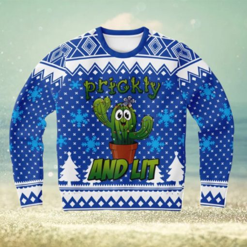 Cactus Prickly and Lit Ugly Christmas Sweater 3D Gift For Men And Women