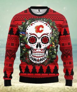 Calgary Flames Skull Flower Ugly Christmas Ugly Sweater