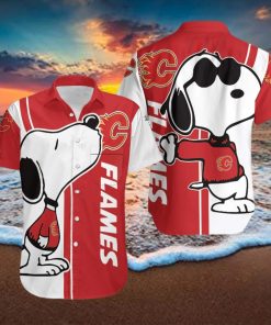 Calgary Flames Snoopy Lover 3D Printed Hawaiian Shirt