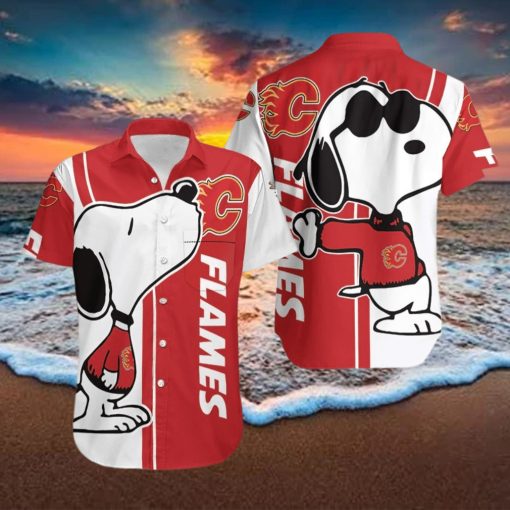 Calgary Flames Snoopy Lover 3D Printed Hawaiian Shirt