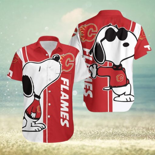 Calgary Flames Snoopy Lover 3D Printed Hawaiian Shirt