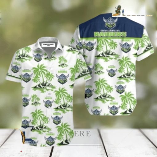 Canberra Raiders Coconut Tree Island Hawaiian Shirt