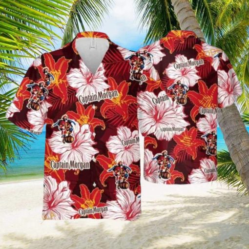 Captain Morgan Hawaiian Shirt  Floral Pattern Practical Beach Gift  Aloha Shirt