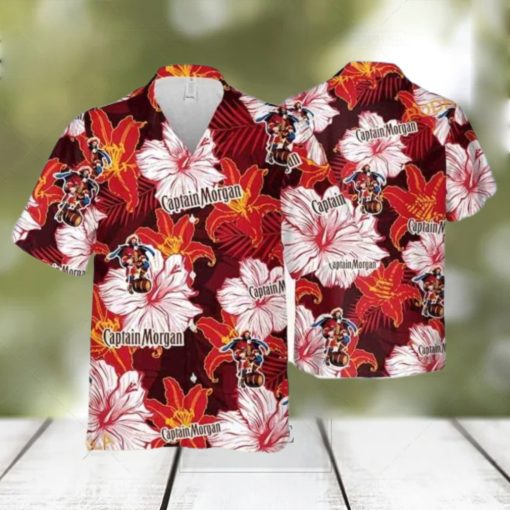 Captain Morgan Hawaiian Shirt  Floral Pattern Practical Beach Gift  Aloha Shirt