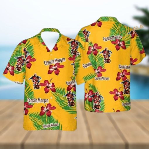 Captain Morgan Hawaiian Shirt  Hibiscus Flower Palm Leaves Beach Lovers Gift  Aloha Shirt