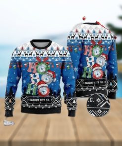 Cardiff City F c Ho Ho Ho Ugly Christmas Sweater