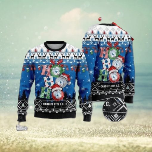 Cardiff City F c Ho Ho Ho Ugly Christmas Sweater