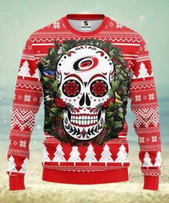 Carolina Hurricanes Skull Flower Ugly Christmas Ugly Sweater