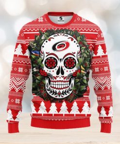 Carolina Hurricanes Skull Flower Ugly Christmas Ugly Sweater