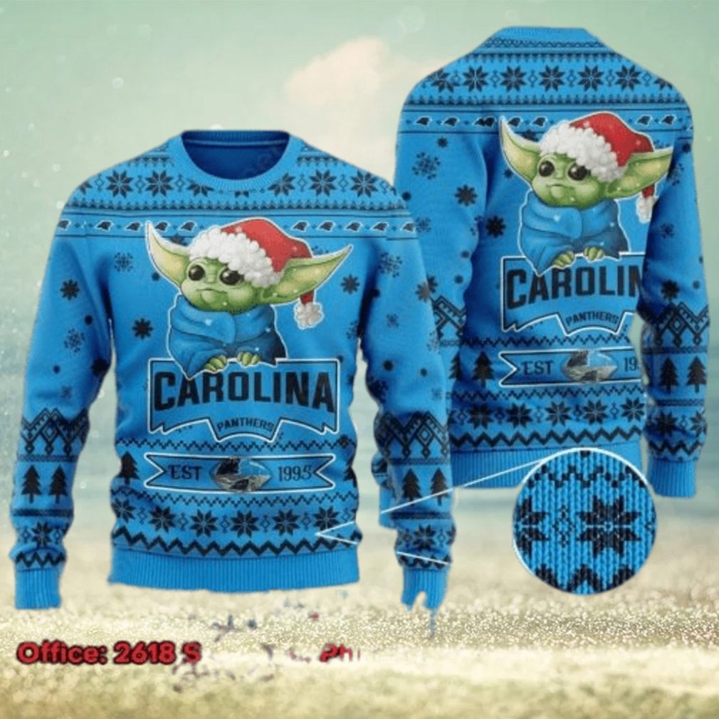 Baby Yoda Boba Fett The Mandalorian Carolina Panthers Ugly Christmas Sweater  - Trends Bedding