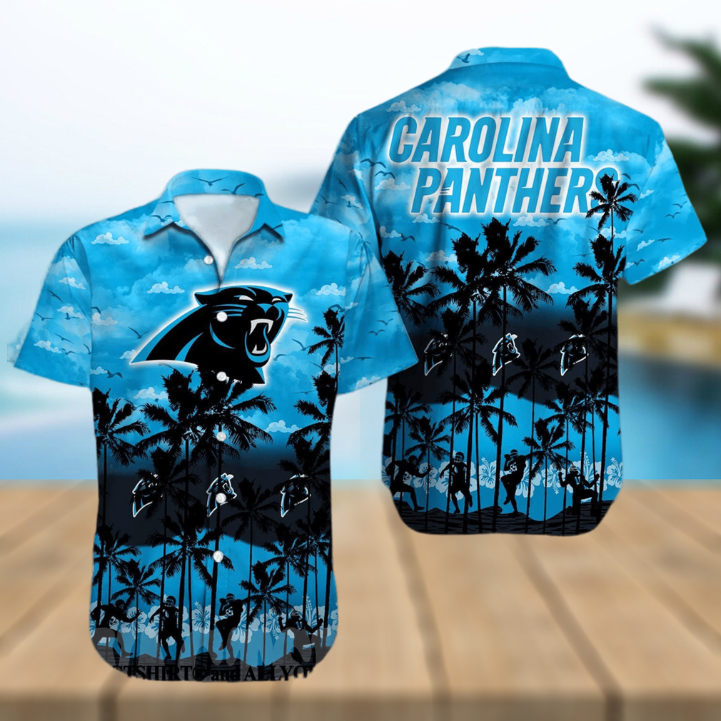 Carolina Panthers NFL Color Hibiscus Button Up Print 3D Hawaiian