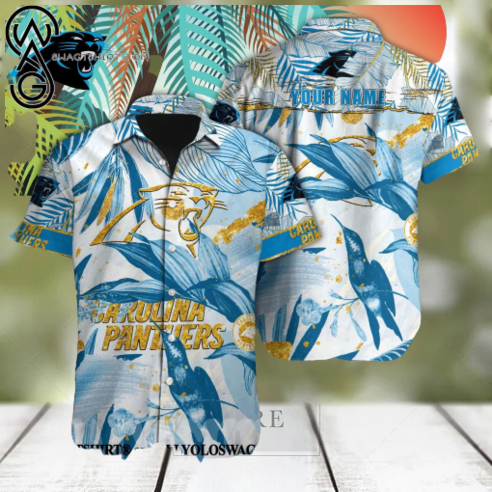 Nfl Carolina Panthers Custom Name Blue Black Trendy Hawaiian Shirt Aloha  Shirt - Trendy Aloha