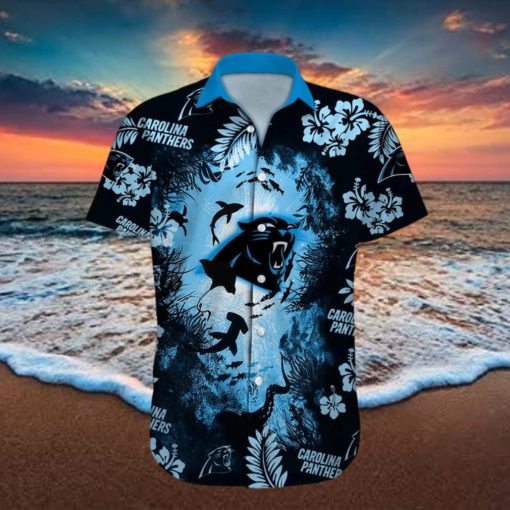 Carolina Panthers NFL Ocean Fish Tropical Beach Custom Name Hawaiian Shirt