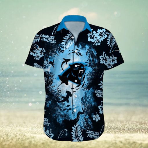 Carolina Panthers NFL Ocean Fish Tropical Beach Custom Name Hawaiian Shirt