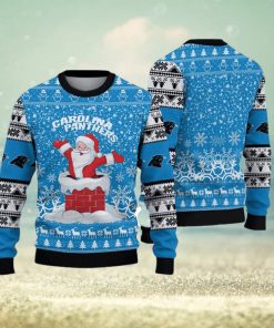 Carolina Panthers Printed Funny Santa Claus Show Team Spirit NFL Ugly Christmas Sweater