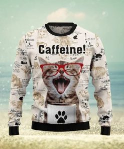 Cat Christmas Catfeine Cat And Coffee Christmas Ugly Sweater 3D For Men And Women