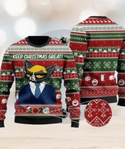 Cat Christmas Trump Cat Keep Christmas Great Green Red Christmas Ugly Sweater 3D For Men And Women