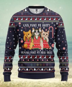 Cat Make Me Happy Ugly Christmas Sweater Amazing Gift Men And Women Christmas Gift