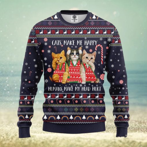 Cat Make Me Happy Ugly Christmas Sweater Amazing Gift Men And Women Christmas Gift