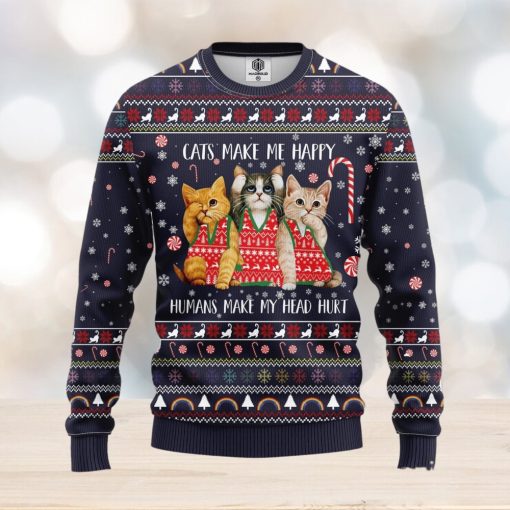 Cat Make Me Happy Ugly Christmas Sweater Amazing Gift Men And Women Christmas Gift