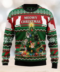 Cat Meowy Ugly Christmas Sweater Thankgiving Gift Men Women