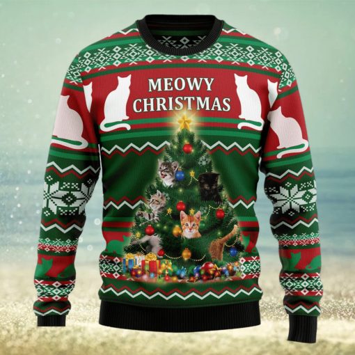 Cat Meowy Ugly Christmas Sweater Thankgiving Gift Men Women