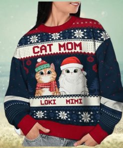 Cat Mom Cat Dad Personalized Custom Ugly Christmas Sweater