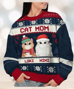 Cat Mom Cat Dad Personalized Custom Ugly Christmas Sweater