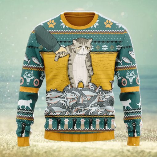 Cat With Fish Ugly Christmas Sweater Christmas Gift For Men And Women