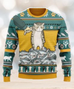 Cat With Fish Ugly Christmas Sweater Christmas Gift For Men And Women